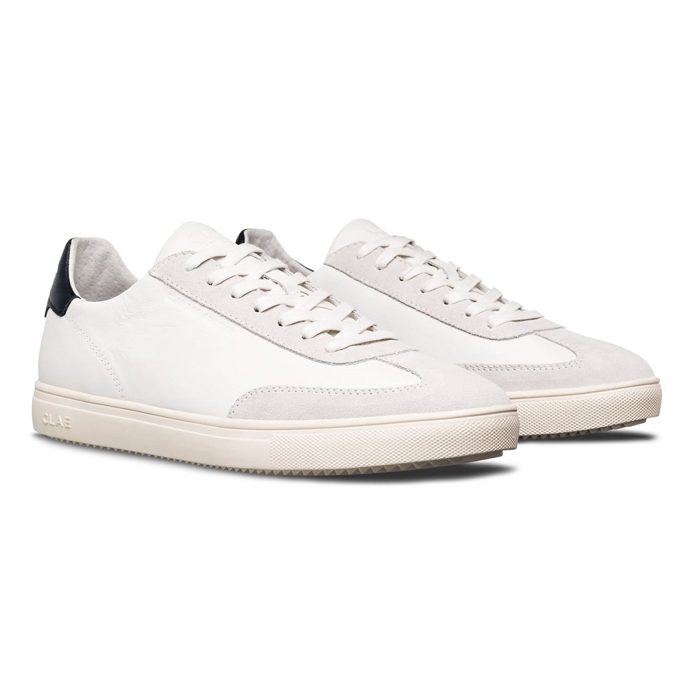 CLAE DEANE Shoes Mens USA584-C21 In White Leather Navy